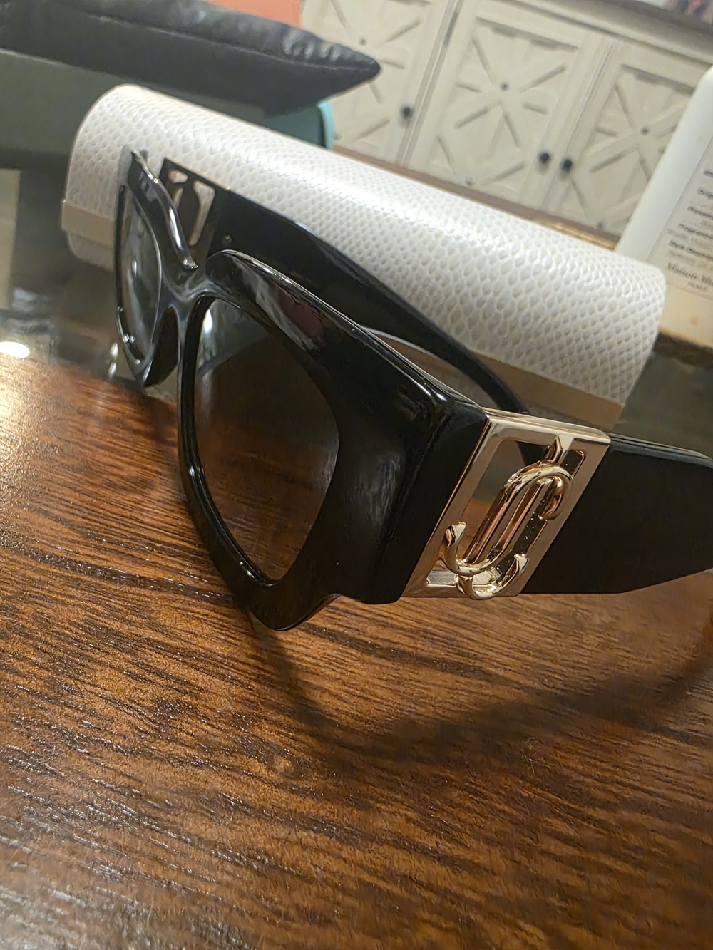 Black Jimmy Choo Women's Fashion Sunglasses with Gold Accent